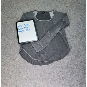 Lucky‎ Brand Women's Small Gray Long Sleeve Pullover Top Stitch Detail
